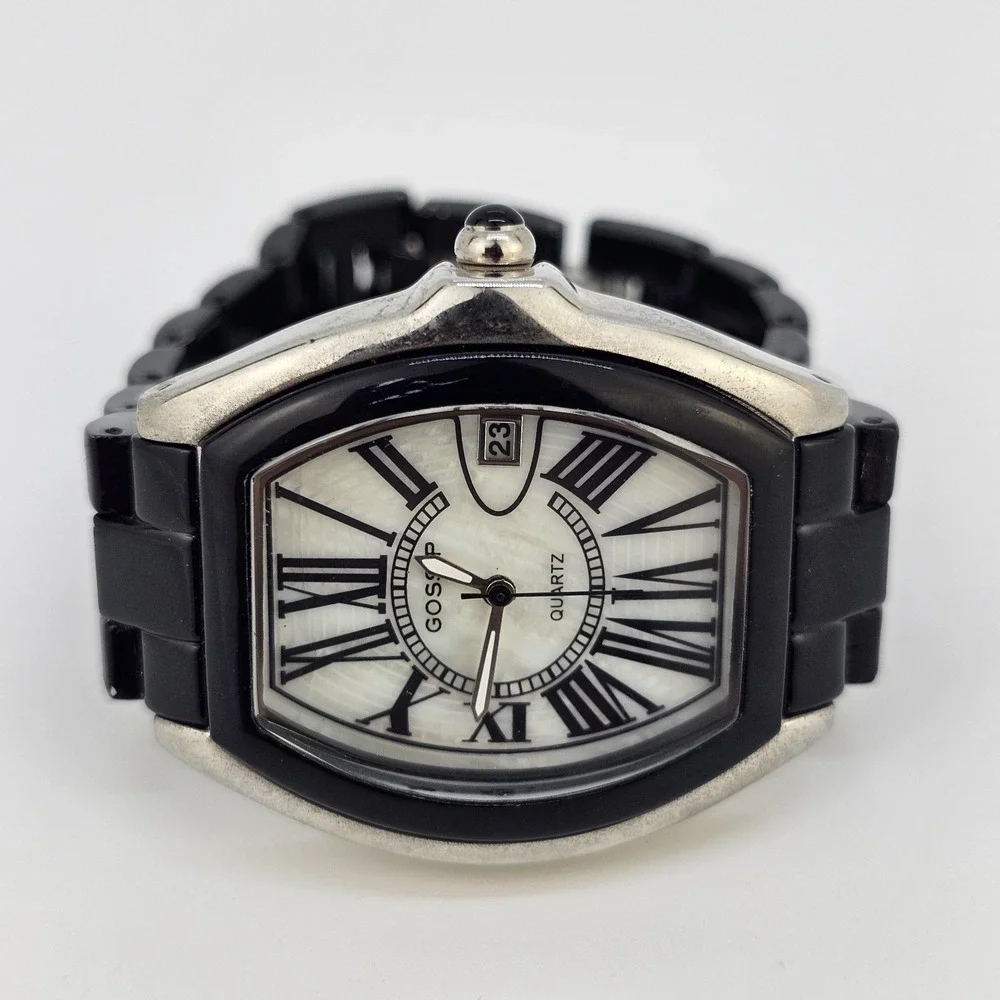 Gossip Watch Women 38MM White Dial Date Black Bands 6.5